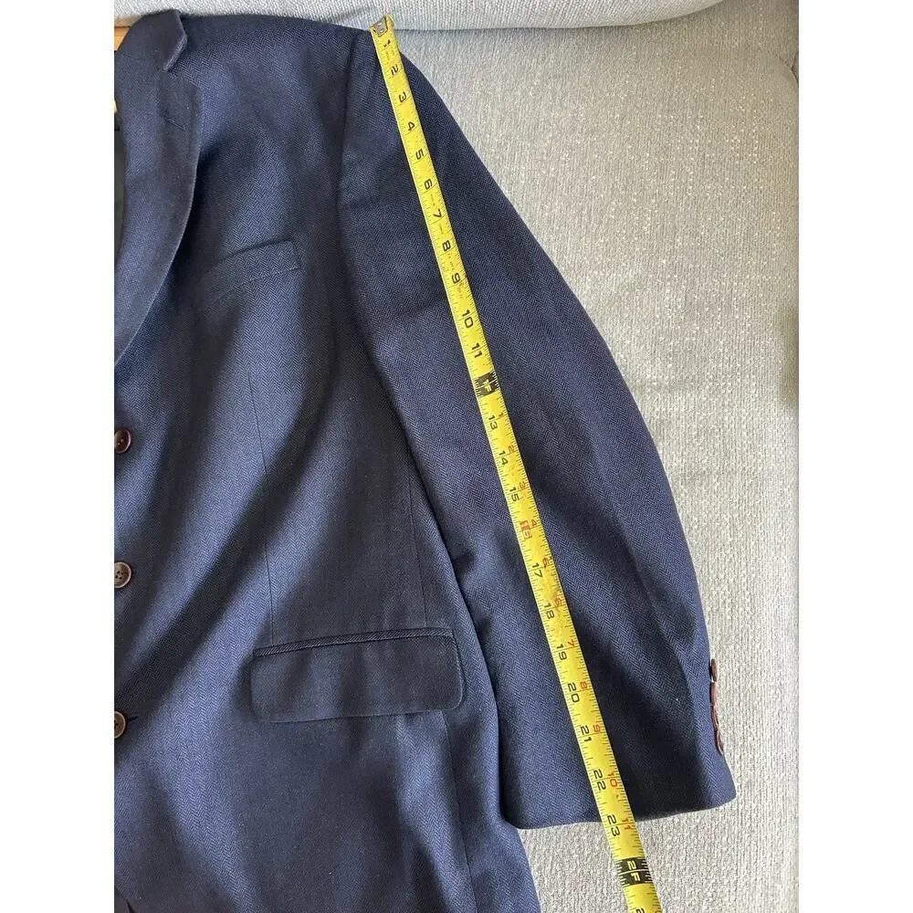 Nautica Silk Wool Blazer Sport Jacket 48R Preppy Coastal.Blue Old Money